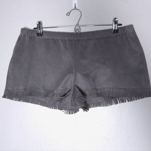 Max Studio Linen/Rayon Blend Faux Suede Fringe Shorts Size Large